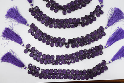 Amethyst Hydro Quartz Side Drill Faceted  pear Shape Briolettes , Sold By Strand , 7 Inches , 9x13 mm , 32662