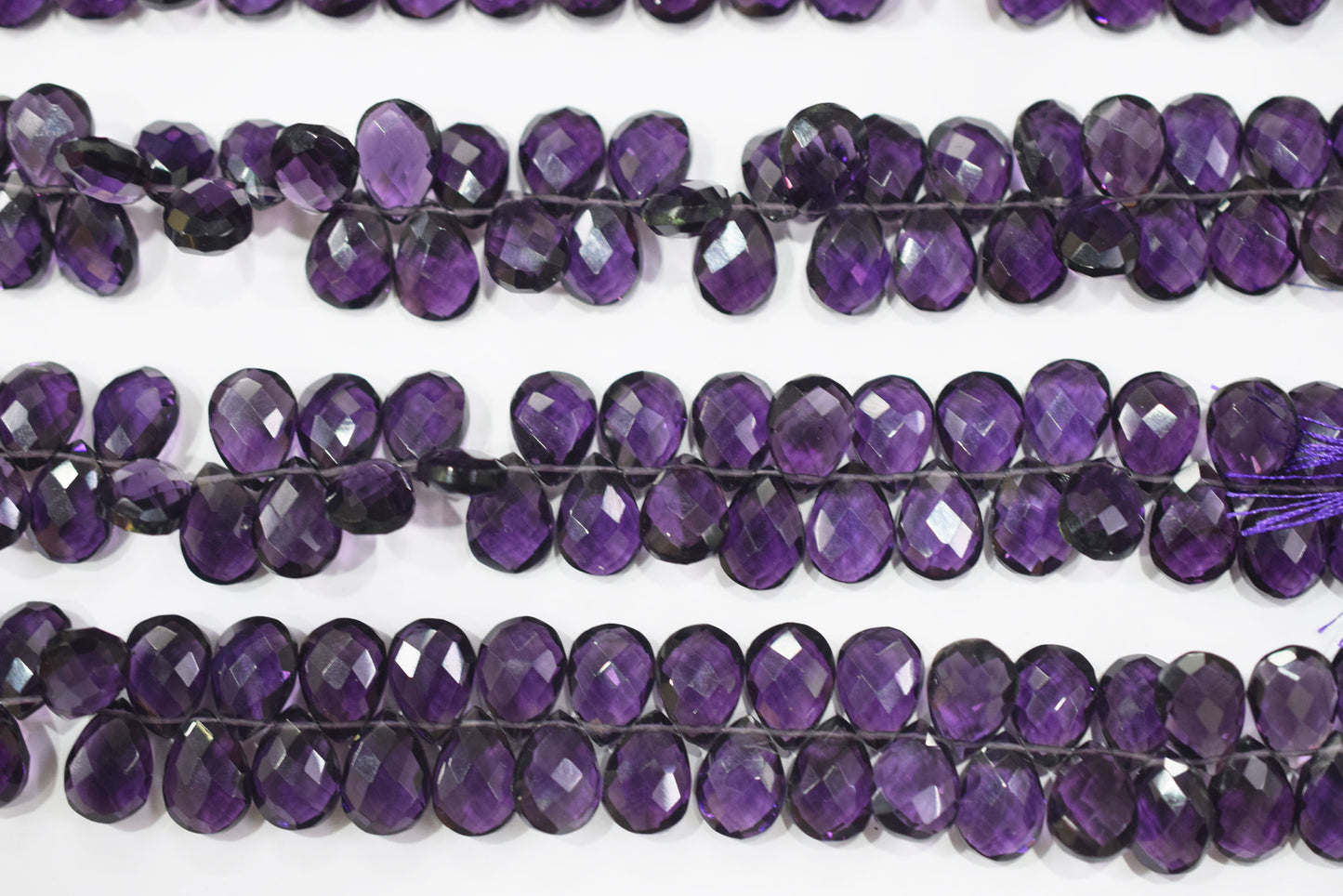 Amethyst Hydro Quartz Side Drill Faceted  pear Shape Briolettes , Sold By Strand , 7 Inches , 9x13 mm , 32662
