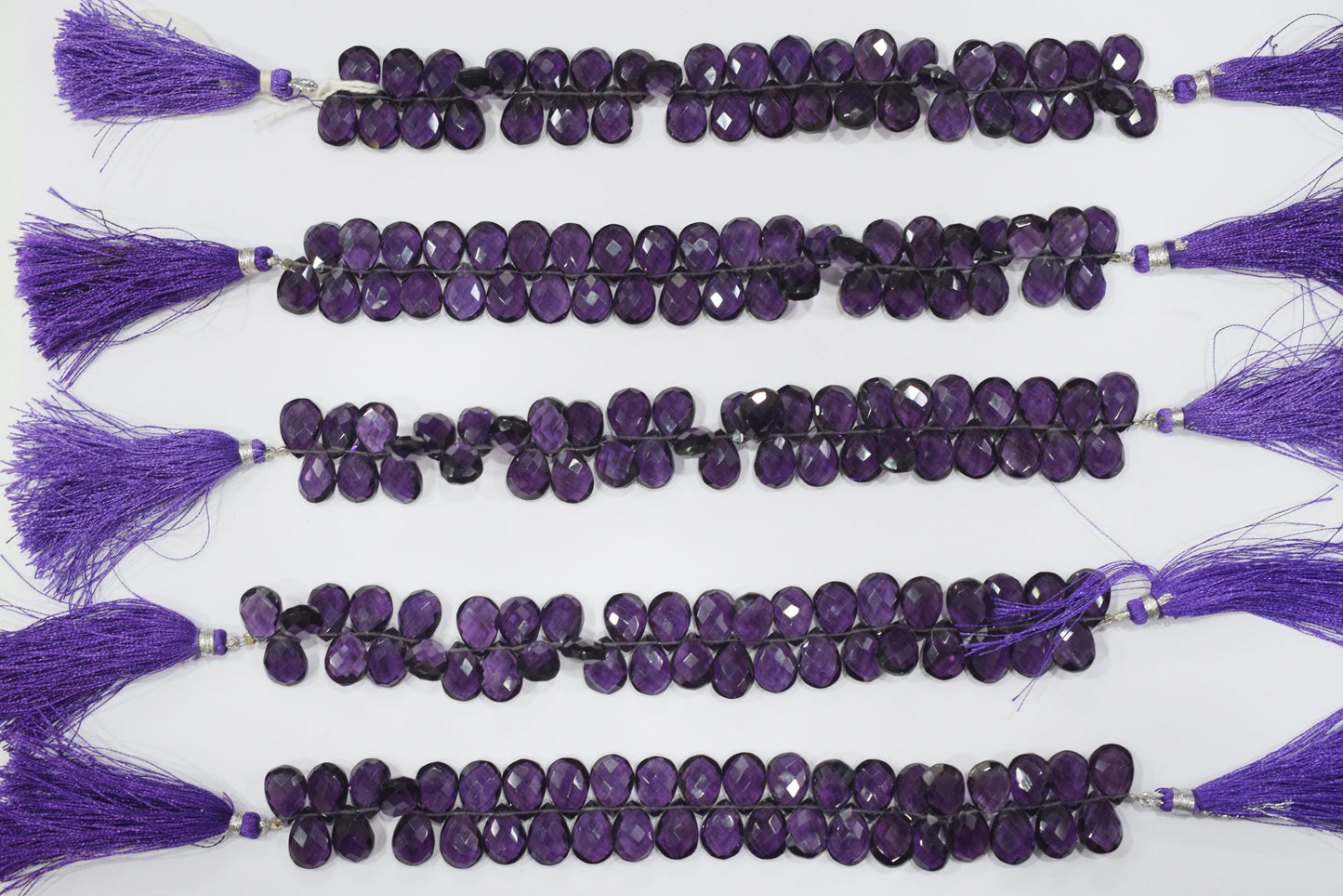 Amethyst Hydro Quartz Side Drill Faceted  pear Shape Briolettes , Sold By Strand , 7 Inches , 9x13 mm , 32662