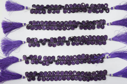Amethyst Hydro Quartz Side Drill Faceted  pear Shape Briolettes , Sold By Strand , 7 Inches , 9x13 mm , 32662
