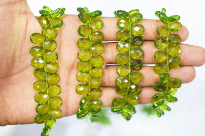 Peridot Pear Hydro Quartz Side Drill Faceted pear Shape  Briolettes , Sold By Strand , 7 Inches , 9x13 mm , 32663