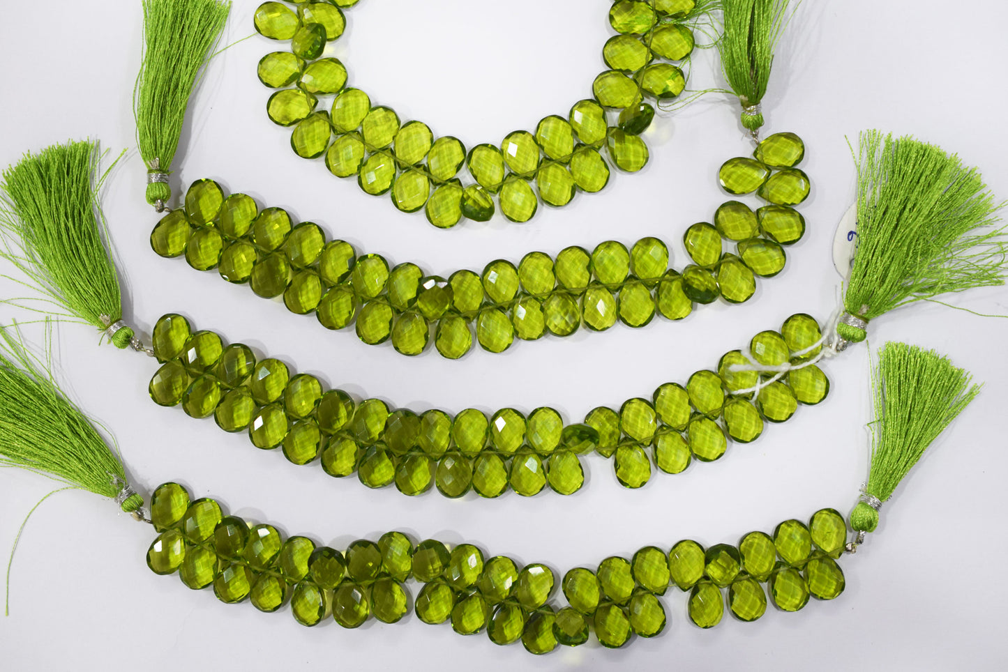Peridot Pear Hydro Quartz Side Drill Faceted pear Shape  Briolettes , Sold By Strand , 7 Inches , 9x13 mm , 32663