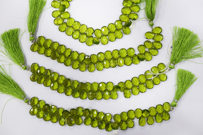 Peridot Pear Hydro Quartz Side Drill Faceted pear Shape  Briolettes , Sold By Strand , 7 Inches , 9x13 mm , 32663