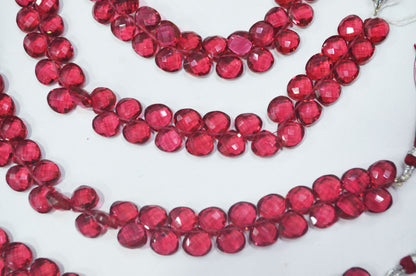 Hot Pink Hydro Quartz Side Drill Heart Shape Faceted Briolettes , Sold By Strand , 7 Inches , 10 mm , 32664