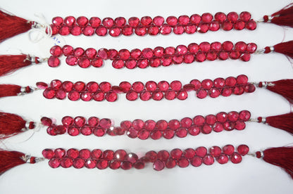 Hot Pink Hydro Quartz Side Drill Heart Shape Faceted Briolettes , Sold By Strand , 7 Inches , 10 mm , 32664