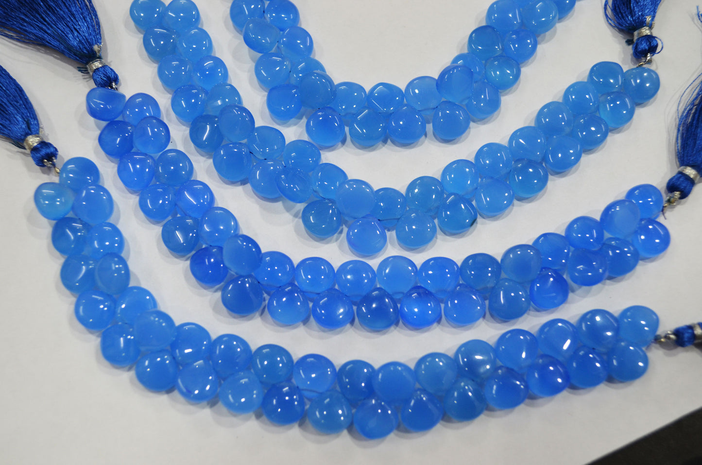 Blue chalcedony Side Drill smooth  Heart Shape Briolettes, Sold By Strand, 7 Inches, 10 mm, 32665