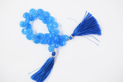 Blue chalcedony Side Drill smooth  Heart Shape Briolettes, Sold By Strand, 7 Inches, 10 mm, 32665