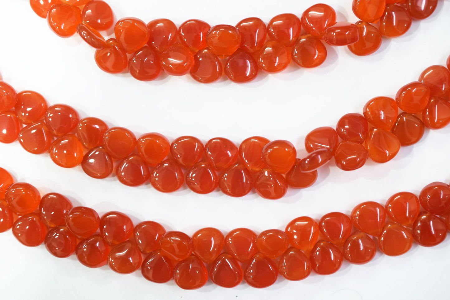 carnelian chalcedony Side Drill smooth  Heart Shape Briolettes, Sold By Strand, 7 Inches,10 mm, 32666
