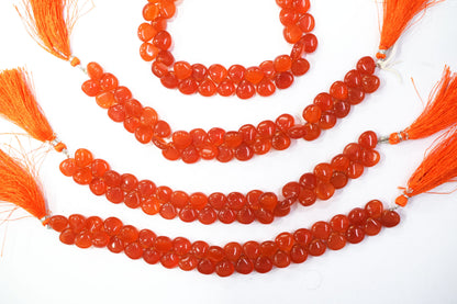 carnelian chalcedony Side Drill smooth  Heart Shape Briolettes, Sold By Strand, 7 Inches,10 mm, 32666