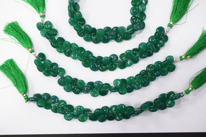 Green onyx chalcedony Side Drill smooth  heart Shape Briolettes, Sold By Strand, 7 Inches, 10 mm, 32668