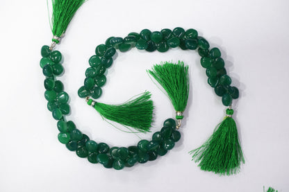 Green onyx chalcedony Side Drill smooth  heart Shape Briolettes, Sold By Strand, 7 Inches, 10 mm, 32668