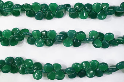 Green onyx chalcedony Side Drill smooth  heart Shape Briolettes, Sold By Strand, 7 Inches, 10 mm, 32668