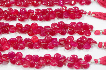 Hot pink chalcedony Side Drill smooth  heart Shape Briolettes, Sold By Strand, 7 Inches,Hot pink chalcedony Side Drill smooth  heart Shape Briolettes, Sold By Strand, 7 Inches, 10 mm, 32669