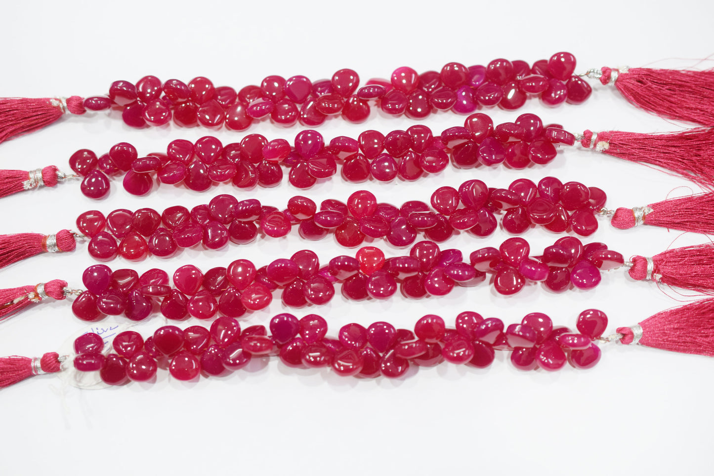 Hot pink chalcedony Side Drill smooth  heart Shape Briolettes, Sold By Strand, 7 Inches,Hot pink chalcedony Side Drill smooth  heart Shape Briolettes, Sold By Strand, 7 Inches, 10 mm, 32669