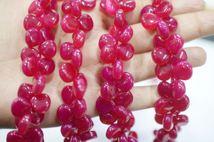 Hot pink chalcedony Side Drill smooth  heart Shape Briolettes, Sold By Strand, 7 Inches,Hot pink chalcedony Side Drill smooth  heart Shape Briolettes, Sold By Strand, 7 Inches, 10 mm, 32669