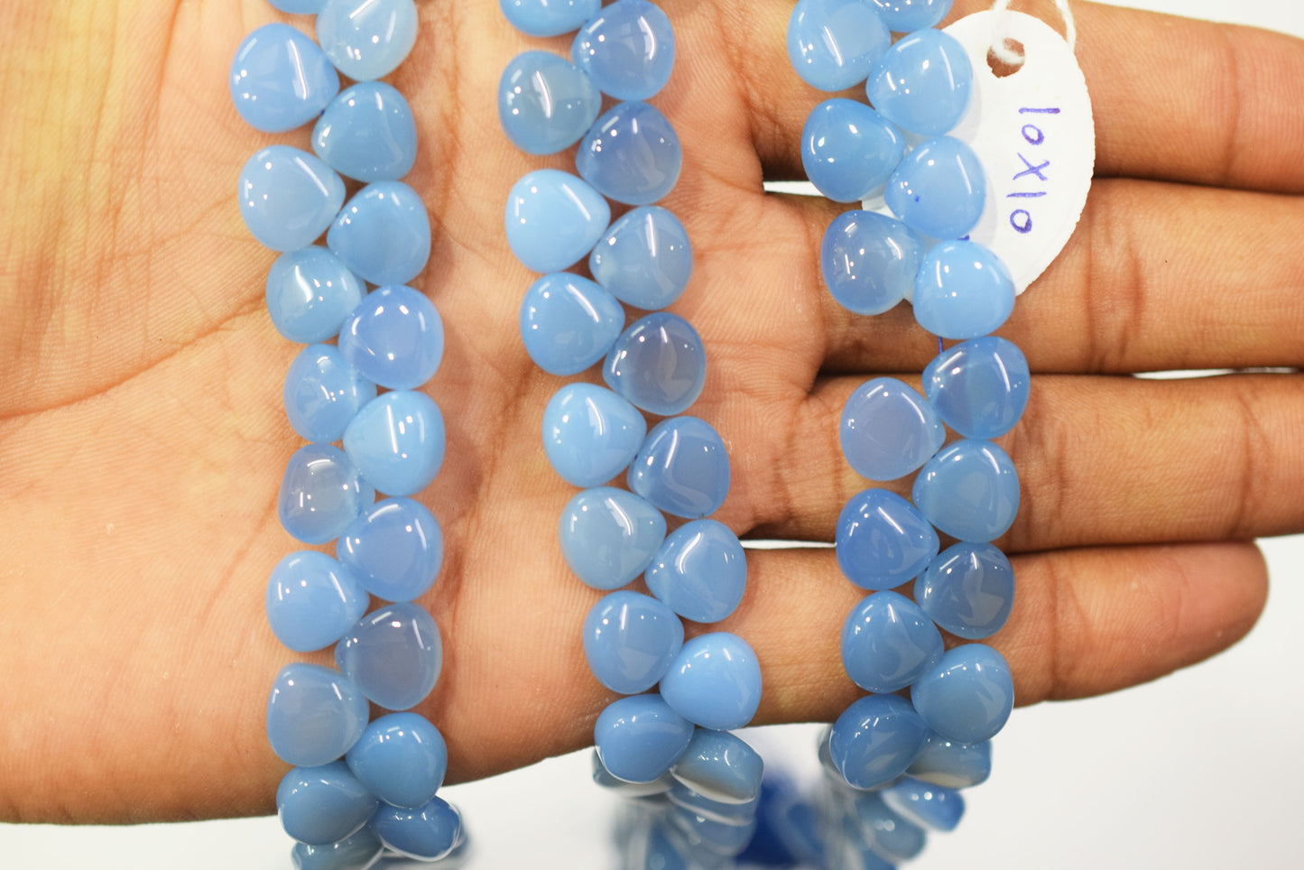 Denim blue chalcedony Side Drill smooth  heart Shape Briolettes, Sold By Strand, 7 Inches, 10 mm, 32670 (Copy)
