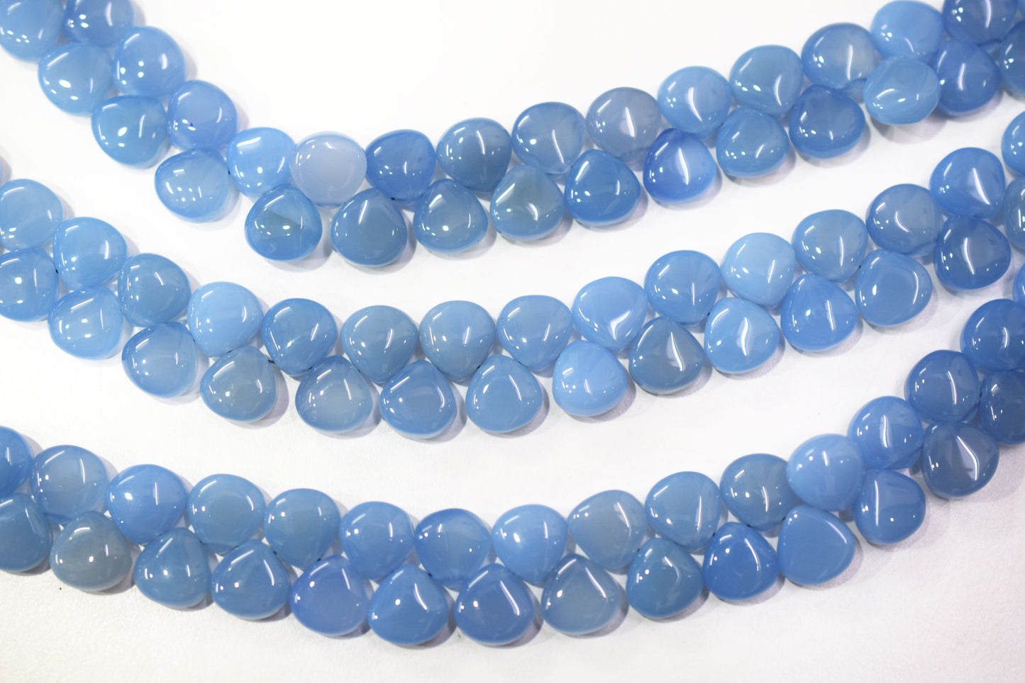 Denim blue chalcedony Side Drill smooth  heart Shape Briolettes, Sold By Strand, 7 Inches, 10 mm, 32670 (Copy)