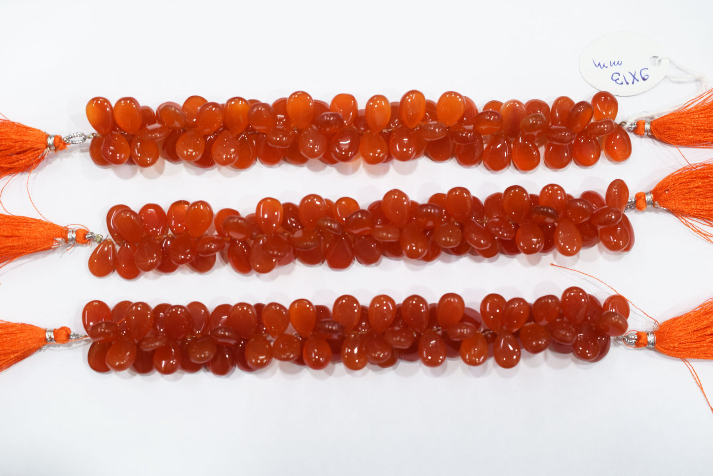 carnelian chalcedony Side Drill smooth  Pear Shape Briolettes, Sold By Strand, 7 Inches, 9x13 mm, 32671