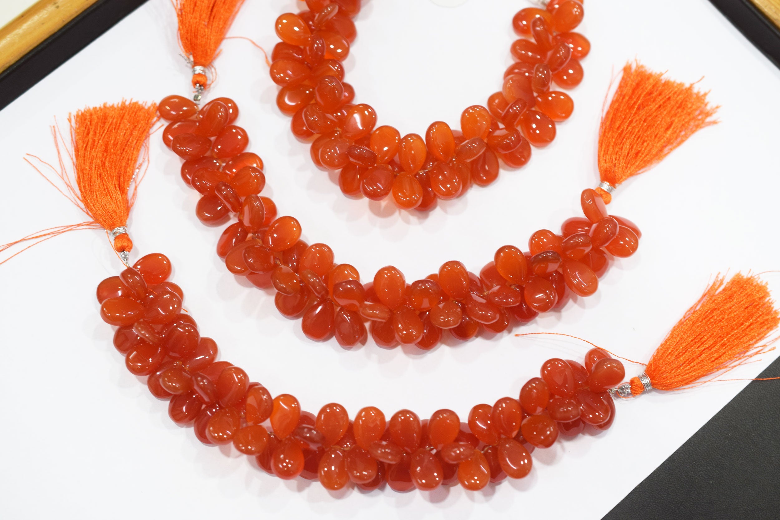 carnelian chalcedony Side Drill smooth  Pear Shape Briolettes, Sold By Strand, 7 Inches, 9x13 mm, 32671