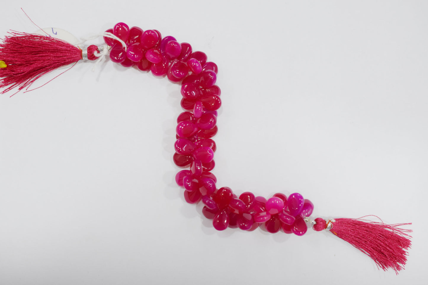 Hot pink chalcedony Side Drill smooth  Pear Shape Briolettes, Sold By Strand, 7 Inches, 9x13 mm, 32672