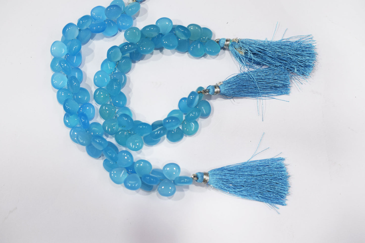 Blue Topaz chalcedony Side Drill smooth Heart Shape  Briolettes, Sold By Strand, 7 Inches, 10 mm, 32677
