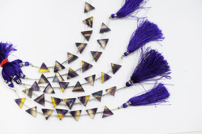 Natural Multi Fluorite Triangle Shape central drill  Beads , Sold By Strand , 7 Pieces In A Strand , 13x13 mm , 3267