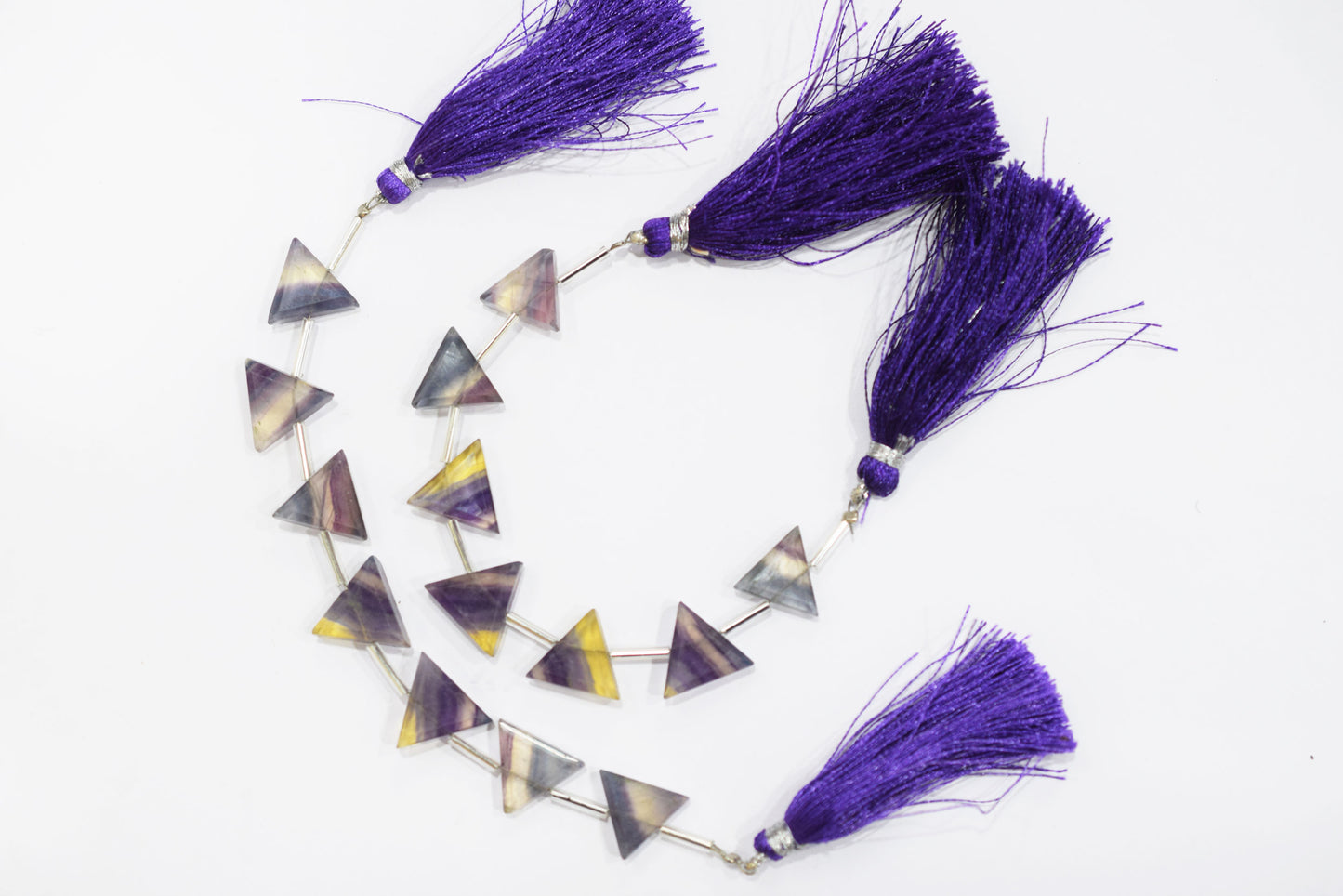 Natural Multi Fluorite Triangle Shape central drill  Beads , Sold By Strand , 7 Pieces In A Strand , 13x13 mm , 3267