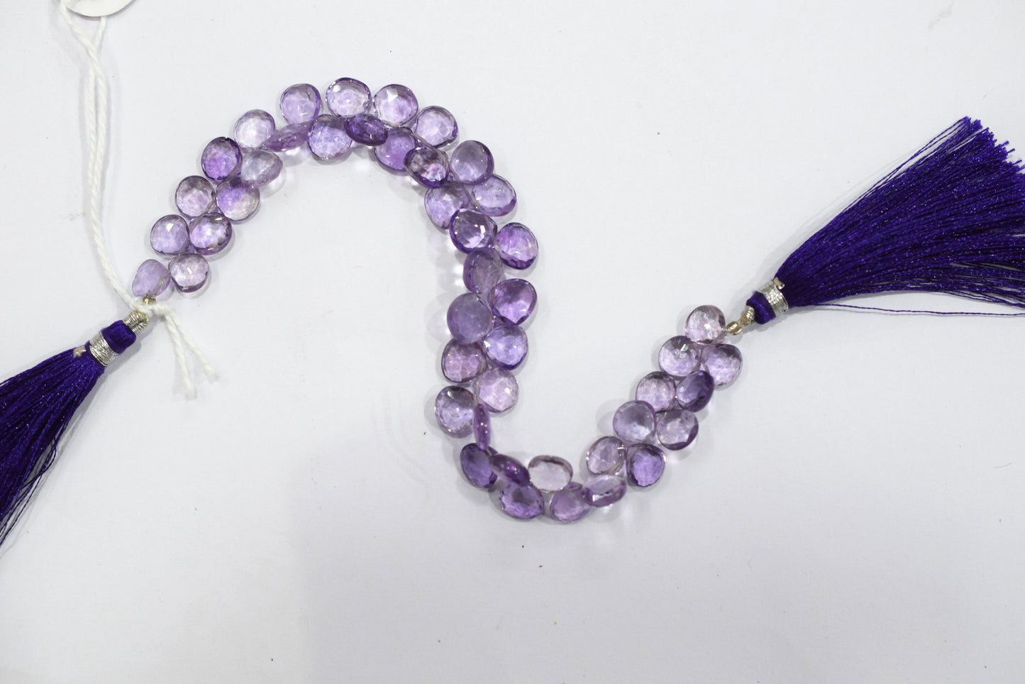 Natural Pink Amethyst Heart Shape Beads , Pink Amethyst Faceted Briolettes , 7 Inches , 7x7 mm to 8x10 mm , 32682