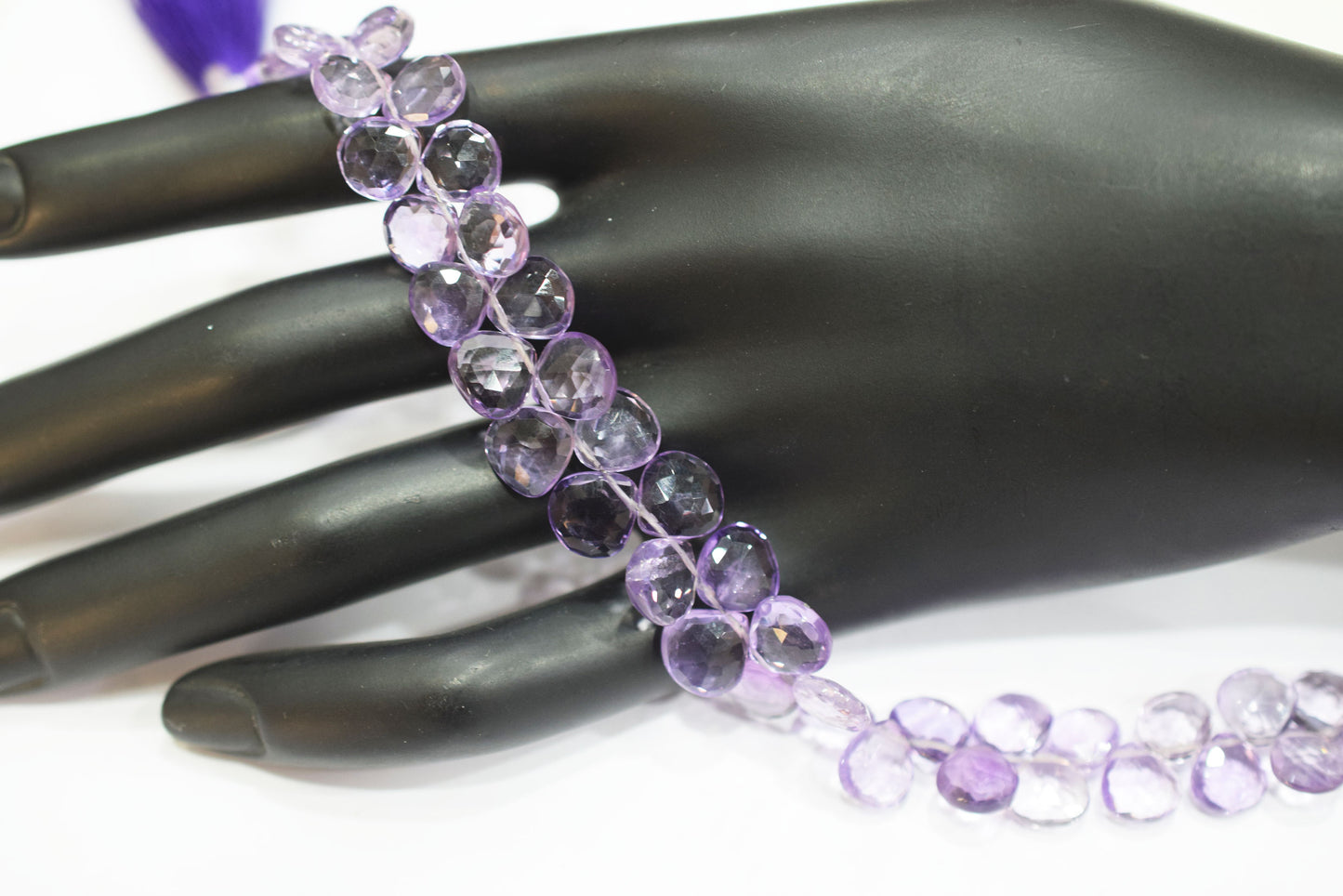 Natural Pink Amethyst Heart Shape Beads , Pink Amethyst Faceted Briolettes , 7 Inches , 7x7 mm to 8x10 mm , 32682