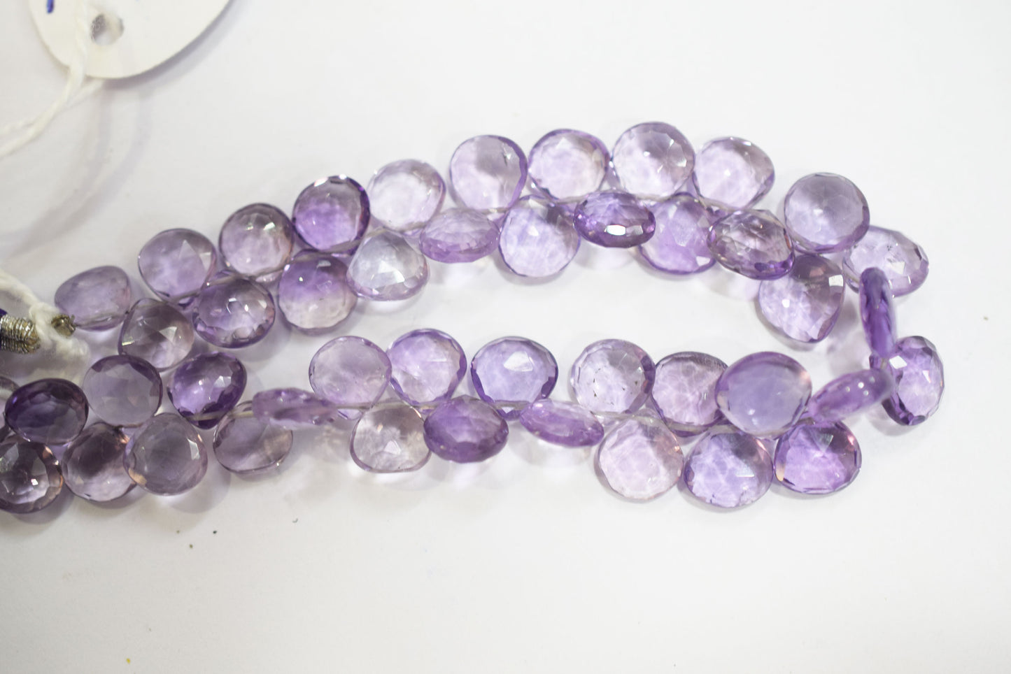 Natural Pink Amethyst Heart Shape Beads , Pink Amethyst Faceted Briolettes , 7 Inches , 7x7 mm to 8x10 mm , 32682