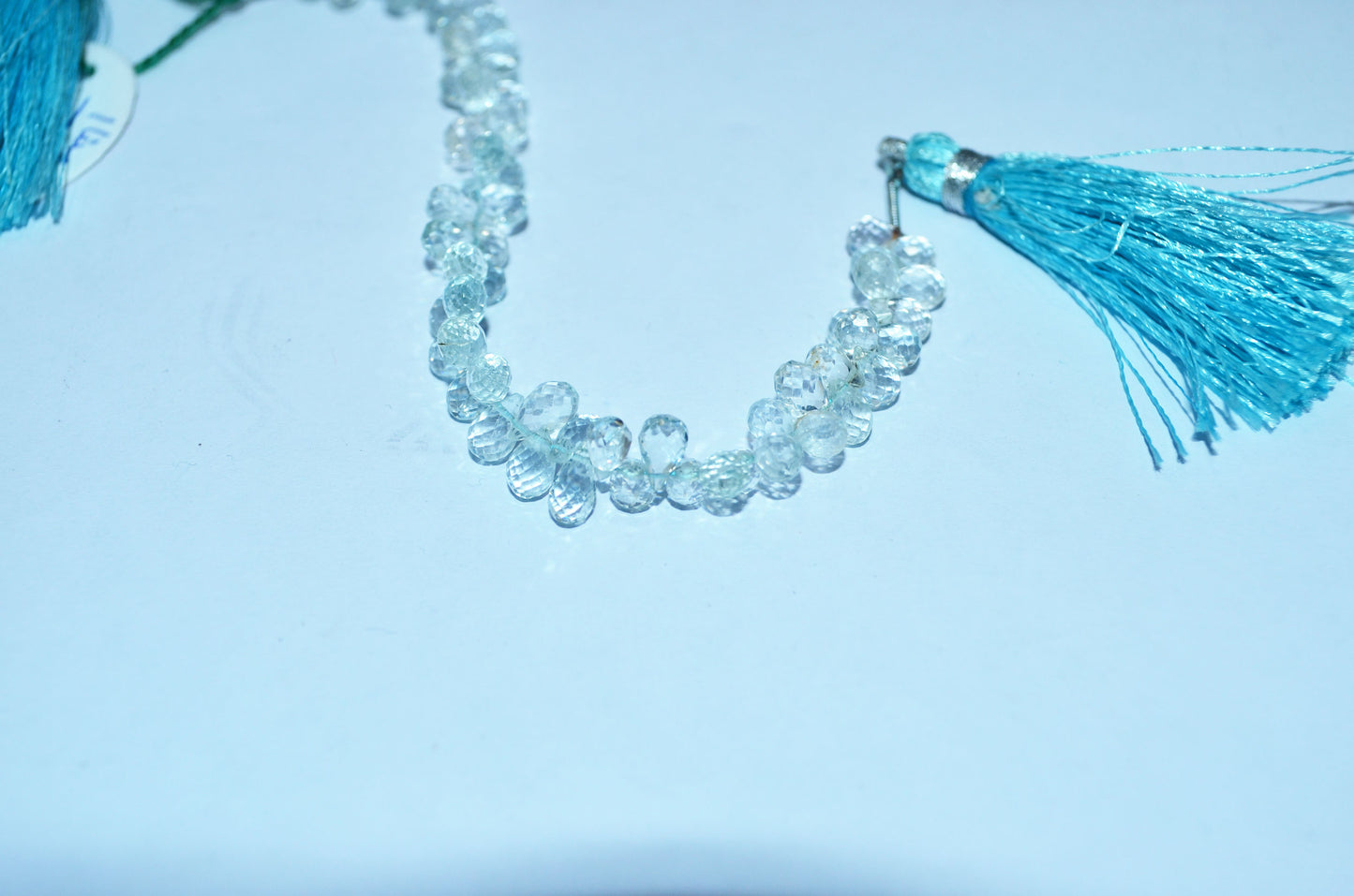 Natural Aquamarine Apatite teardrop  Shape side drilled Faceted Beads , Sold By Strand , 3.50-6.50 to 4.50x6.50mm , 6.50 Inches , 32685A