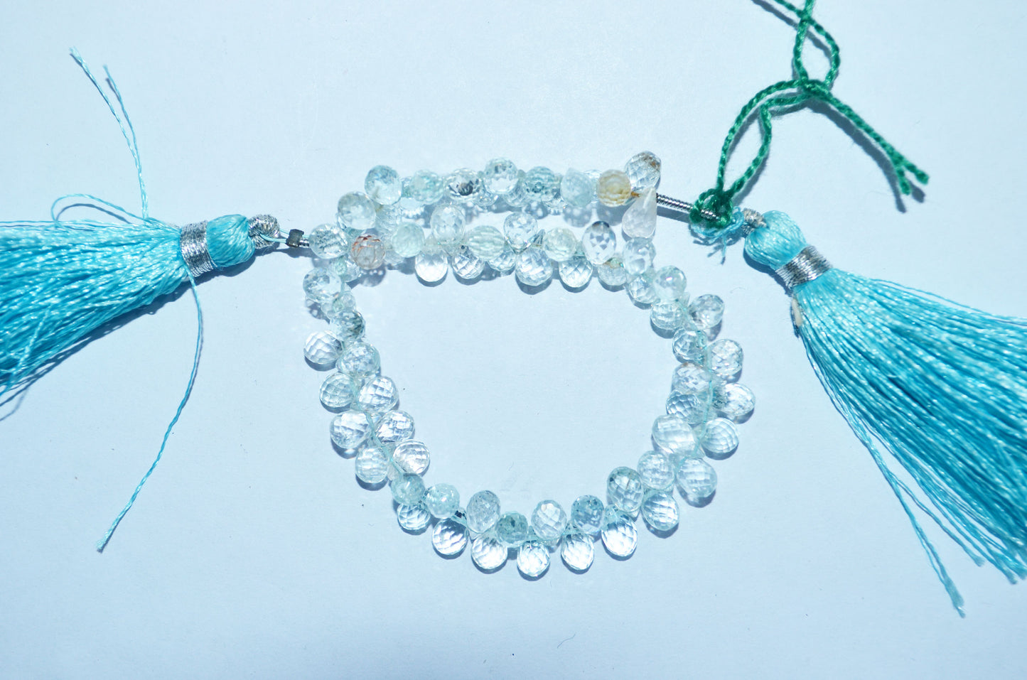 Natural Aquamarine Apatite teardrop  Shape side drilled Faceted Beads , Sold By Strand , 3.50-6.50 to 4.50x6.50mm , 6.50 Inches , 32685A