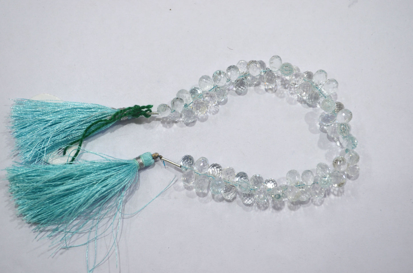Natural Aquamarine Apatite teardrop  Shape side drilled Faceted Beads , Sold By Strand , 5x7.50mm to 5.50x9.00mm , 6.50 Inches , 32685B
