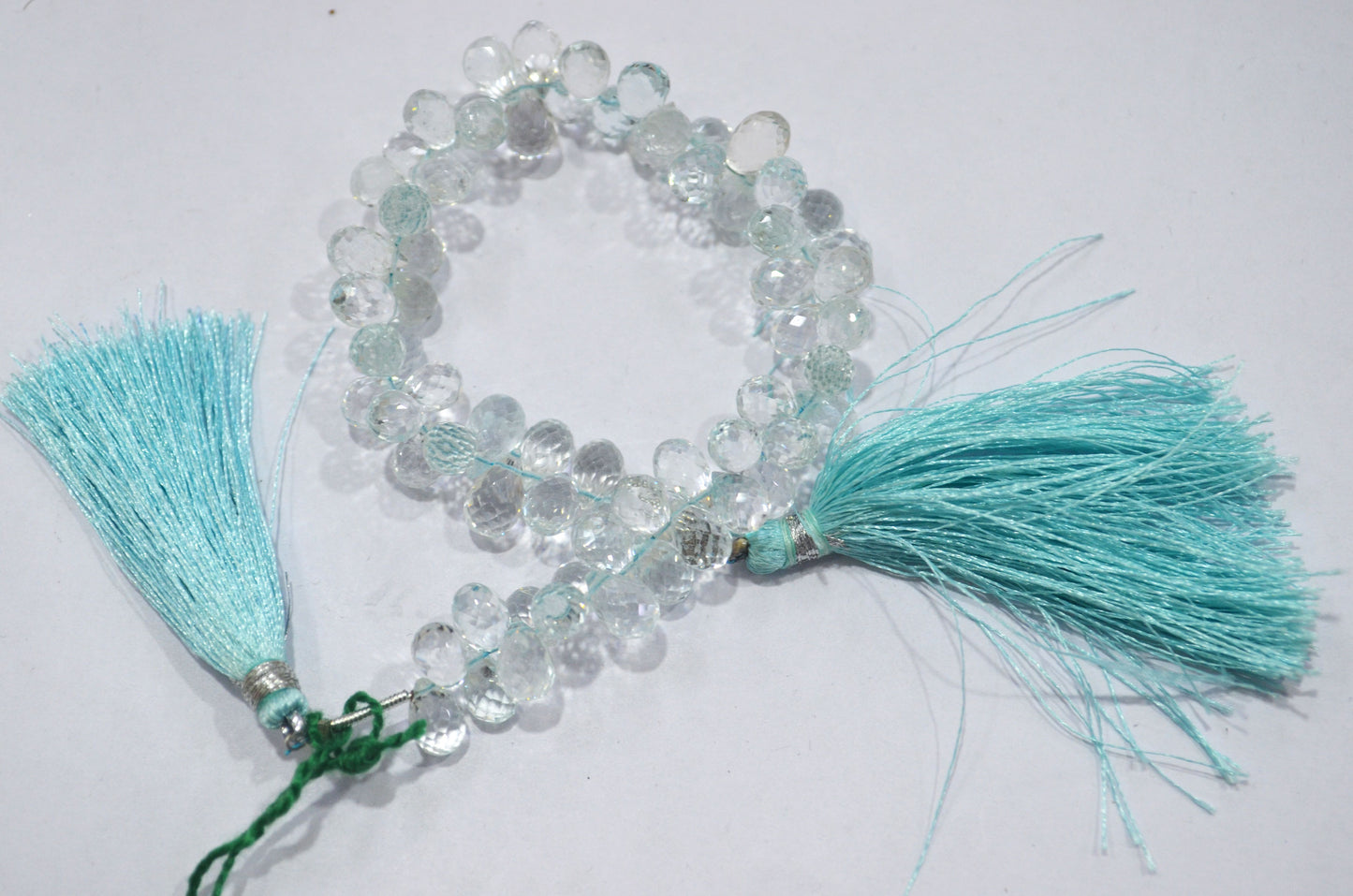 Natural Aquamarine Apatite teardrop  Shape side drilled Faceted Beads , Sold By Strand , 5x7.50mm to 5.50x9.00mm , 6.50 Inches , 32685B