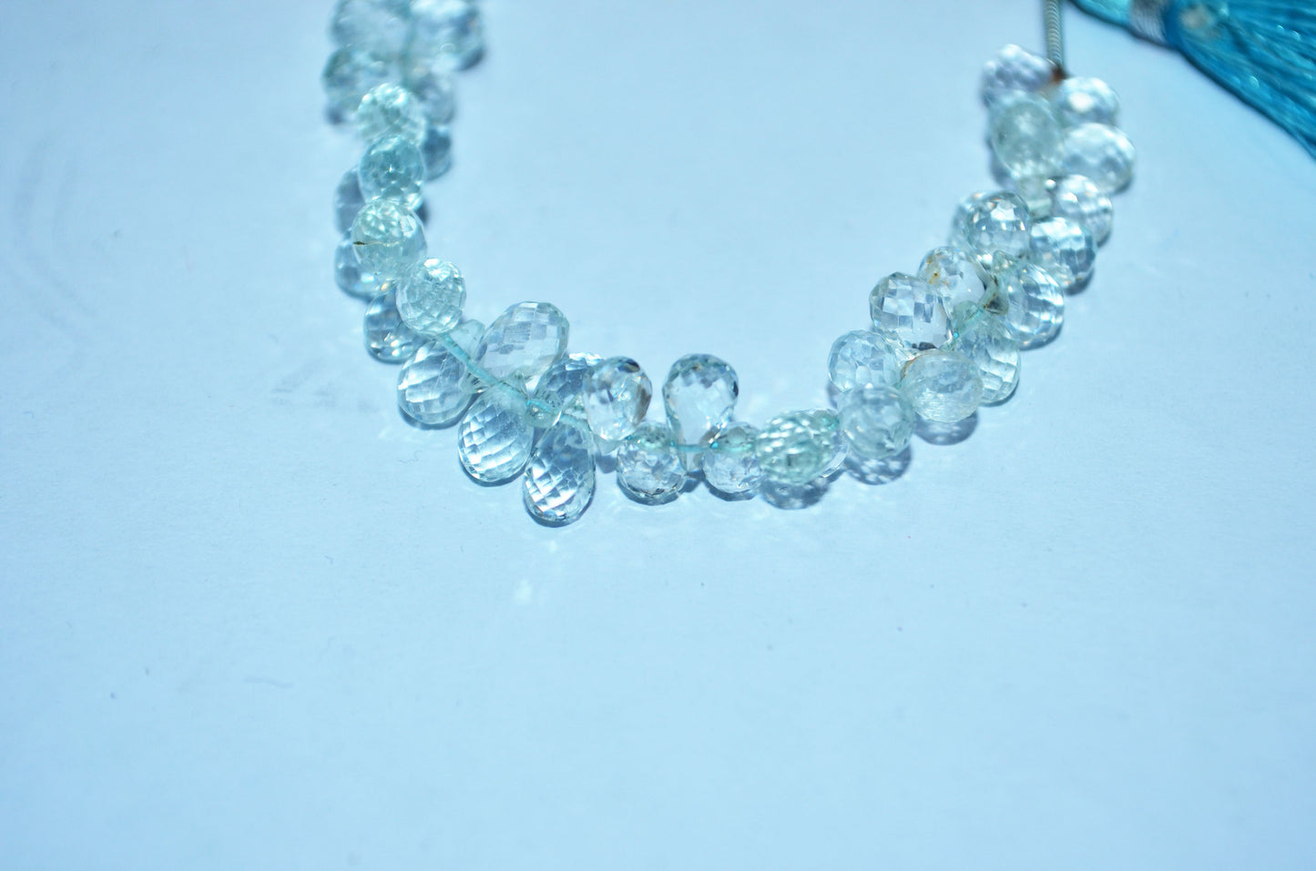 Natural Aquamarine Apatite teardrop  Shape side drilled Faceted Beads , Sold By Strand , 3.50-6.50 to 4.50x6.50mm , 6.50 Inches , 32685A