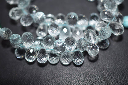Natural Aquamarine Apatite teardrop  Shape side drilled Faceted Beads , Sold By Strand , 4.50x 7.00 mm to 4.50x 8.00mm  , 6.50 Inches , 32685