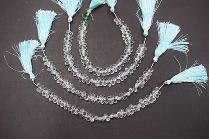 Natural Aquamarine Apatite teardrop  Shape side drilled Faceted Beads , Sold By Strand , 4.50x 7.00 mm to 4.50x 8.00mm  , 6.50 Inches , 32685