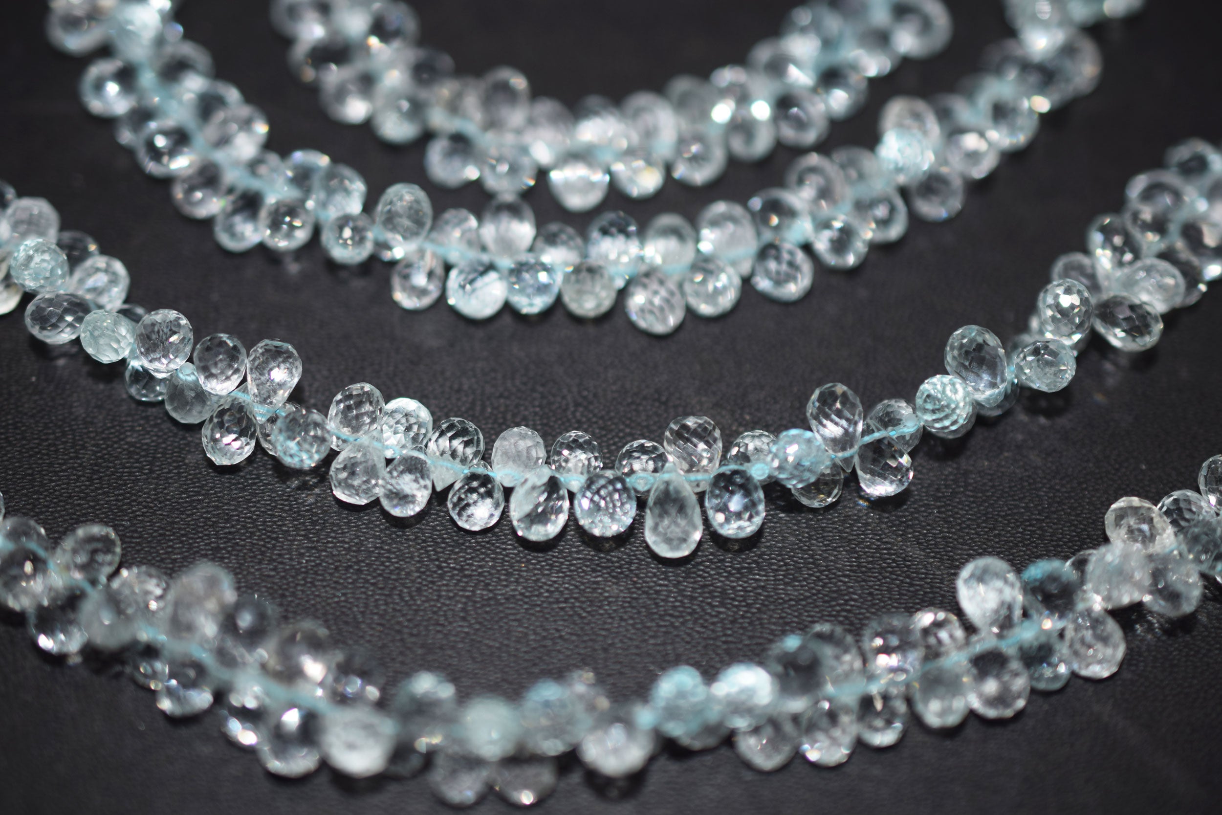 Natural Aquamarine Apatite teardrop  Shape side drilled Faceted Beads , Sold By Strand , 4.50x 7.00 mm to 4.50x 8.00mm  , 6.50 Inches , 32685