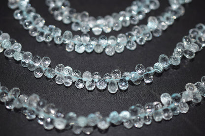 Natural Aquamarine Apatite teardrop  Shape side drilled Faceted Beads , Sold By Strand , 4.50x 7.00 mm to 4.50x 8.00mm  , 6.50 Inches , 32685