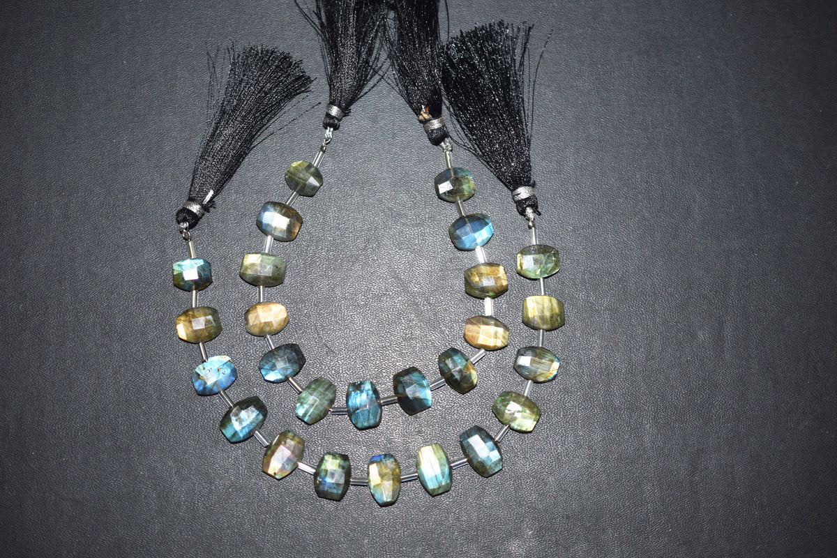 Labradorite Faceted nuggets Shape Beads , 7 Pieces In A Strand , 7x9 mm to 7.5 x11  mm , 32686
