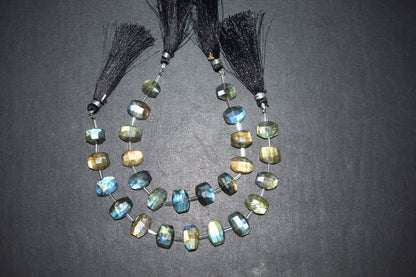 Labradorite Faceted nuggets Shape Beads , 7 Pieces In A Strand , 7x9 mm to 7.5 x11  mm , 32686