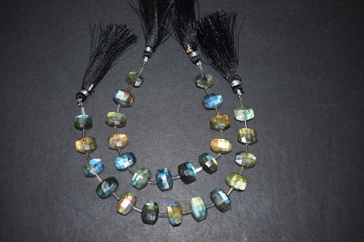 Labradorite Faceted nuggets Shape Beads , 7 Pieces In A Strand , 7x9 mm to 7.5 x11  mm , 32686