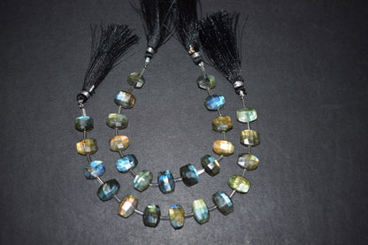 Labradorite Faceted nuggets Shape Beads , 7 Pieces In A Strand , 7x9 mm to 7.5 x11  mm , 32686