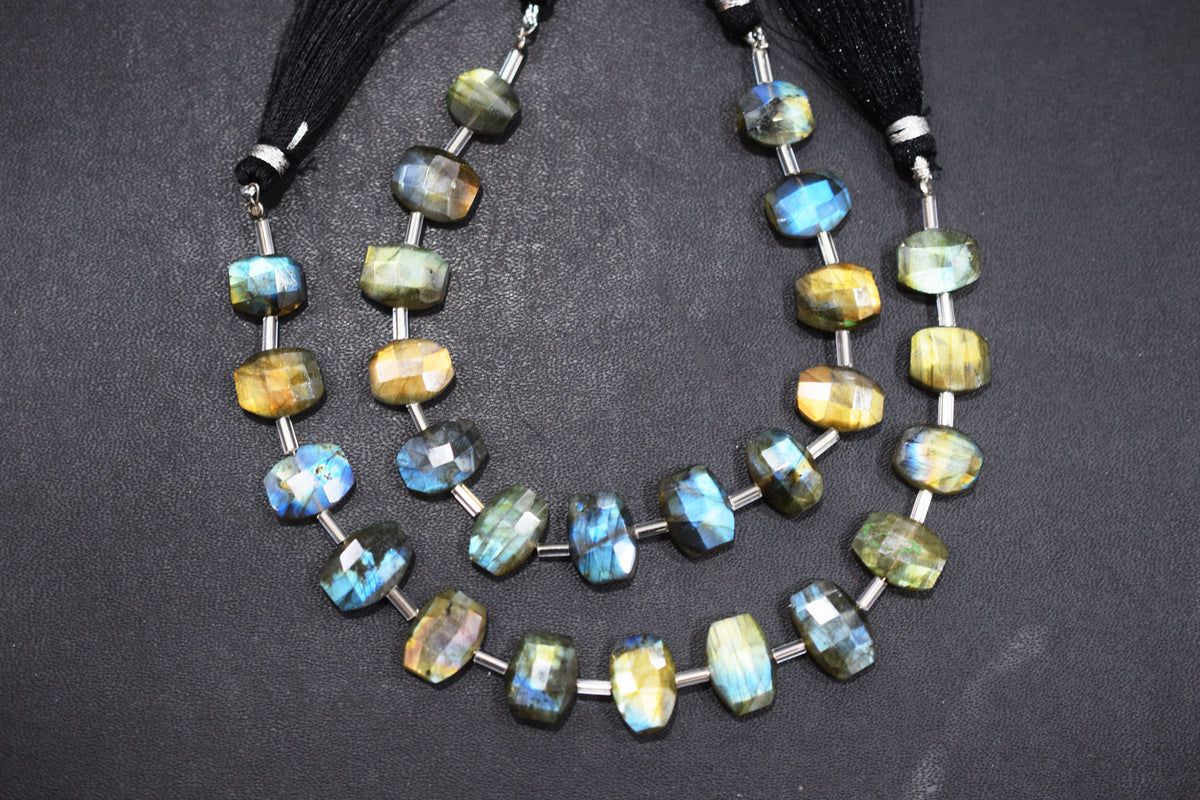 Labradorite Faceted nuggets Shape Beads , 7 Pieces In A Strand , 7x9 mm to 7.5 x11  mm , 32686