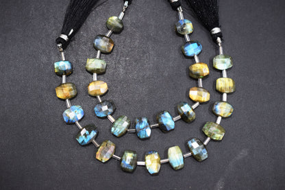 Labradorite Faceted nuggets Shape Beads , 7 Pieces In A Strand , 7x9 mm to 7.5 x11  mm , 32686