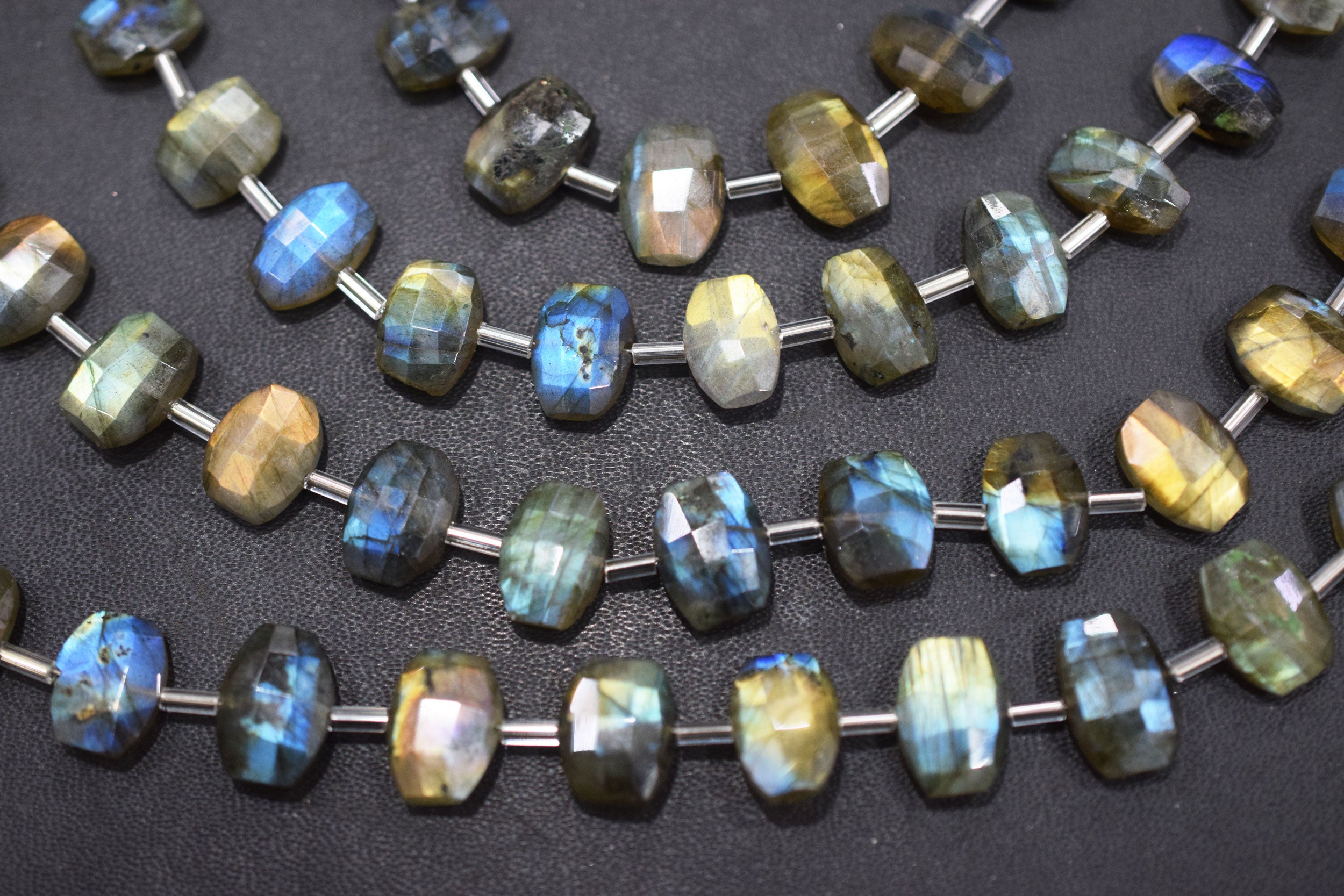 Labradorite Faceted nuggets Shape Beads , 7 Pieces In A Strand , 7x9 mm to 7.5 x11  mm , 32686
