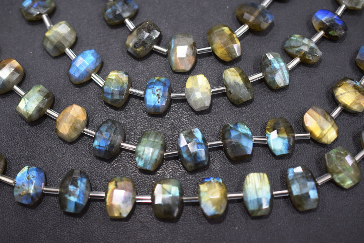 Labradorite Faceted nuggets Shape Beads , 7 Pieces In A Strand , 7x9 mm to 7.5 x11  mm , 32686