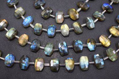 Labradorite Faceted nuggets Shape Beads , 7 Pieces In A Strand , 7x9 mm to 7.5 x11  mm , 32686