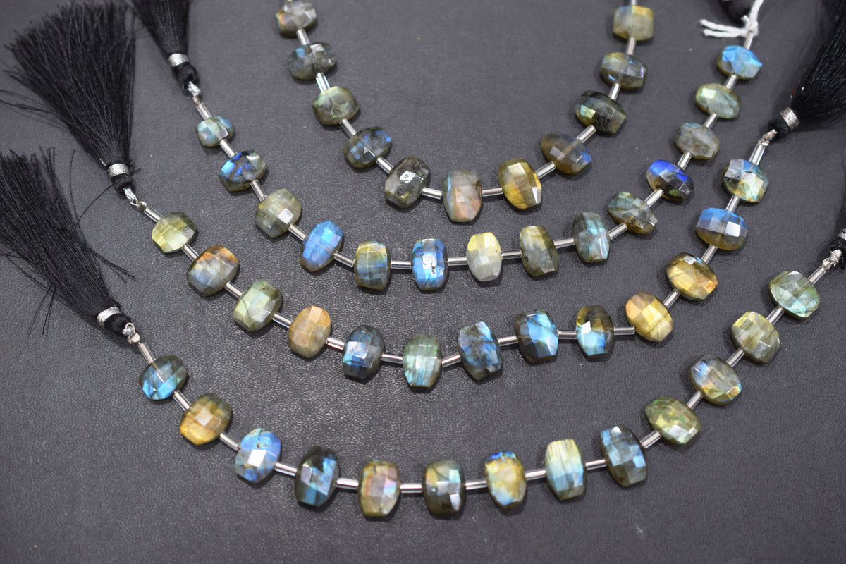 Labradorite Faceted nuggets Shape Beads , 7 Pieces In A Strand , 7x9 mm to 7.5 x11  mm , 32686