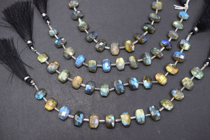 Labradorite Faceted nuggets Shape Beads , 7 Pieces In A Strand , 7x9 mm to 7.5 x11  mm , 32686